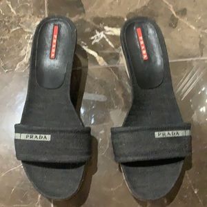 Prada canvas slip on sandals Size 39